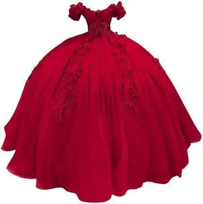 Fluffy Skirt Off-The-Shoulder Silky Ball Gown Quinceanera Dress