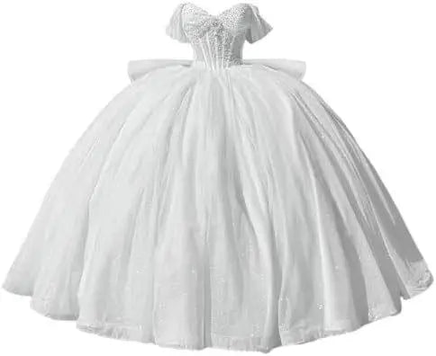 Cinderella Glittery Floor-Length Ball Gown Quinceanera Dress