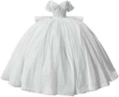 Cinderella Glittery Floor-Length Ball Gown Quinceanera Dress