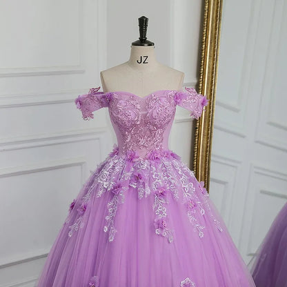 Sweetheart Off-The-Shoulder Tulle Floor-Length Quinceanera Dress