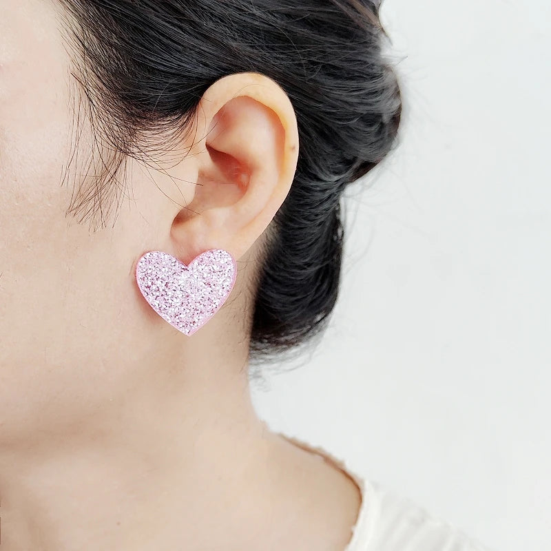 Glittery Heart Stud Earring