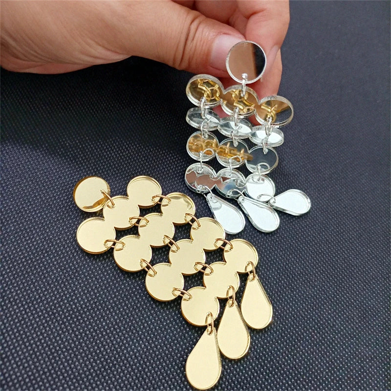 Dots Big Dangle Stud Earrings