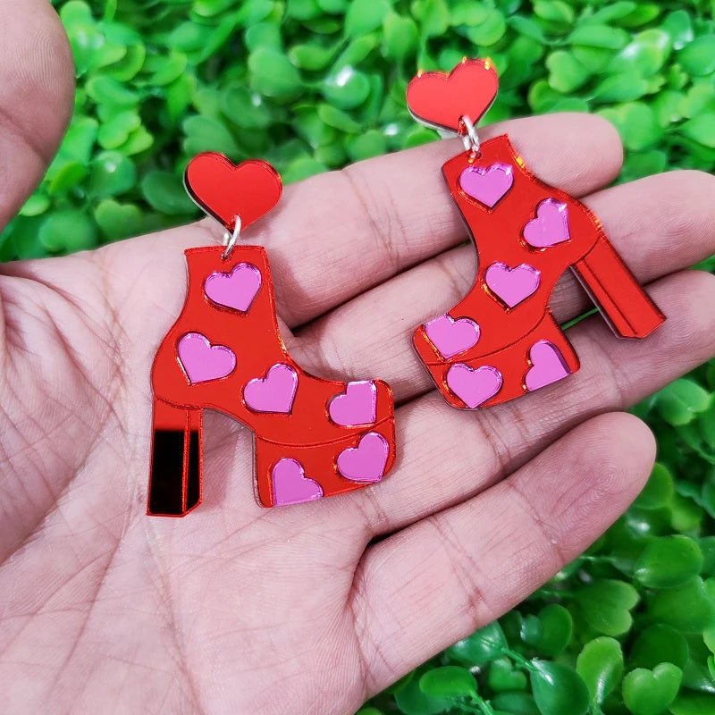 High-heel Boots Dangle Stud Earrings