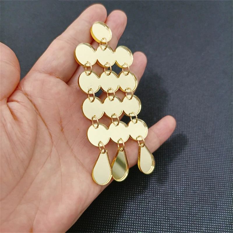 Dots Big Dangle Stud Earrings