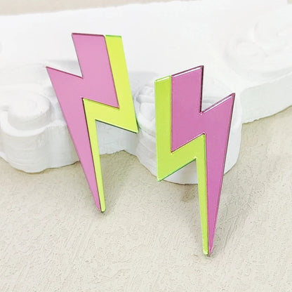 Bicolor Thunder Dangle Stud Earrings