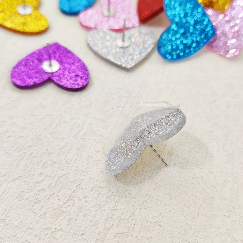 Glittery Heart Stud Earring