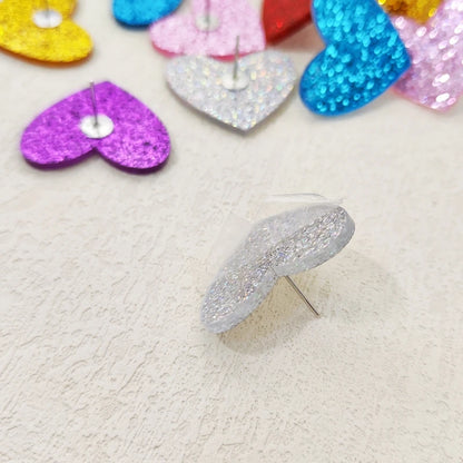 Glittery Heart Stud Earring