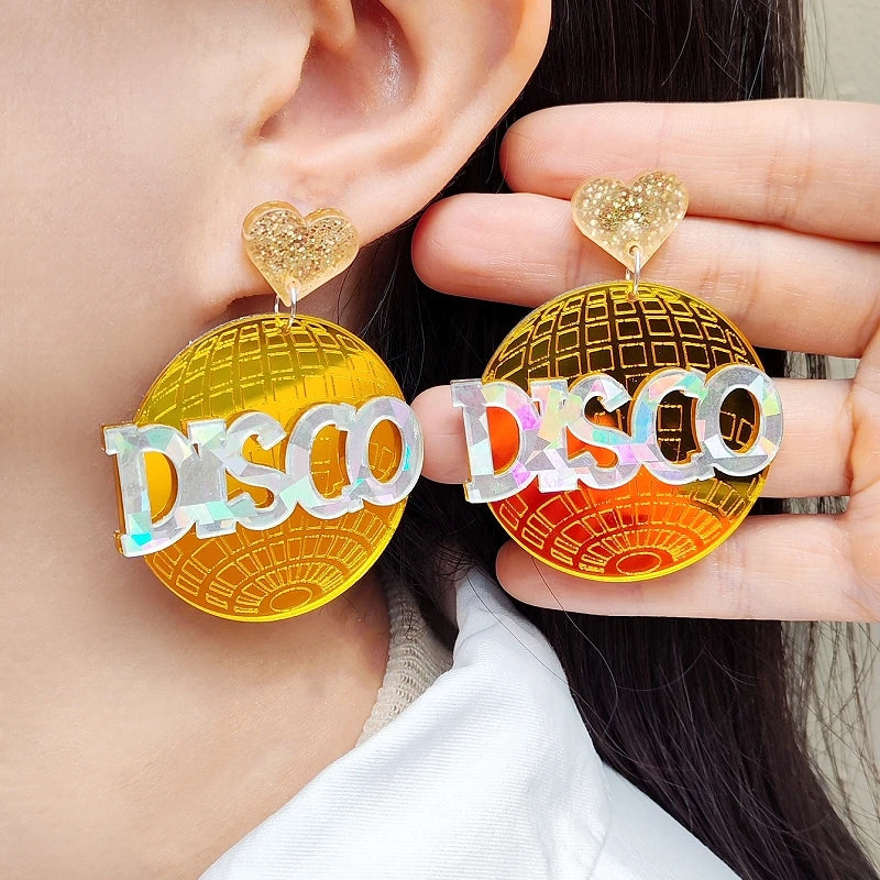 80s Disco Reflective Dangle Stud Earrings