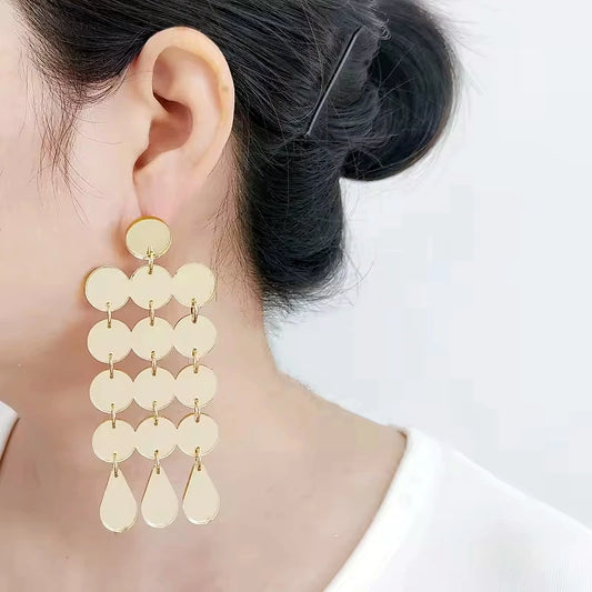 Dots Big Dangle Stud Earrings