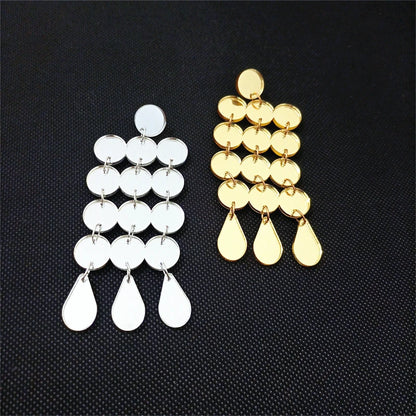 Dots Big Dangle Stud Earrings
