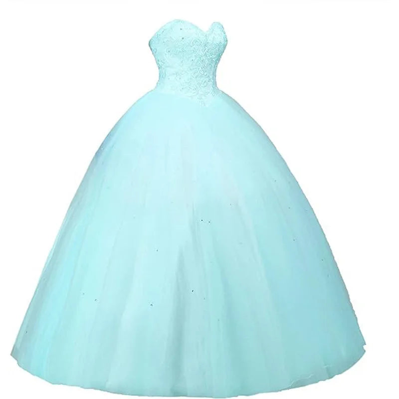 Sleeveless Long Fluffy Skirt Sequined Quinceanera Dress