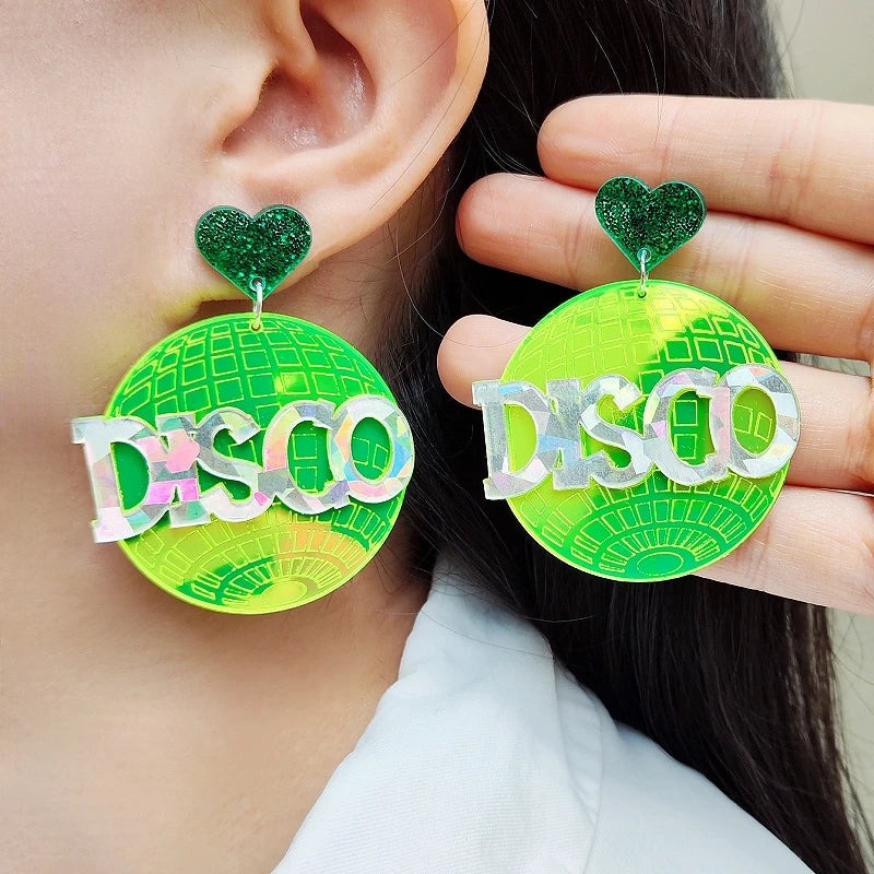 80s Disco Reflective Dangle Stud Earrings