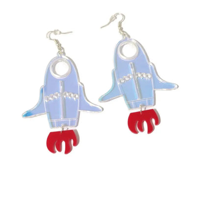 Rocket Big Dangle Stud Earrings