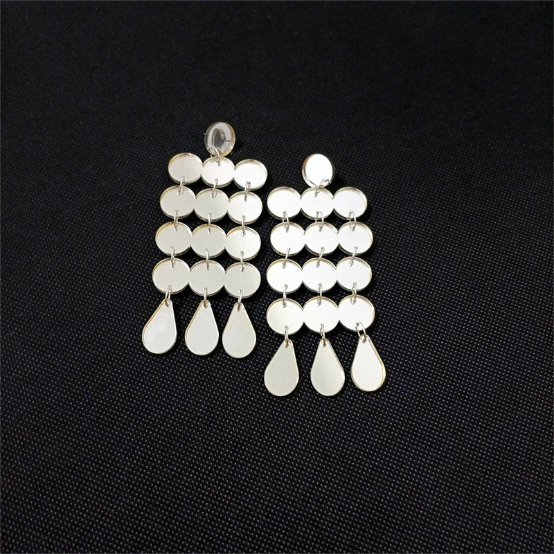 Dots Big Dangle Stud Earrings