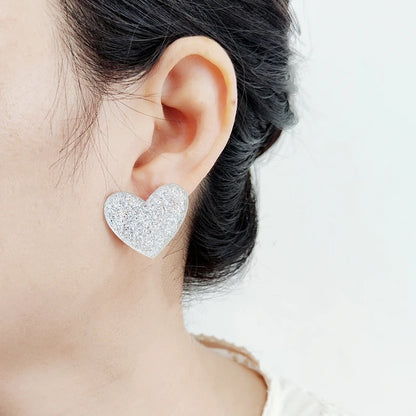 Glittery Heart Stud Earring