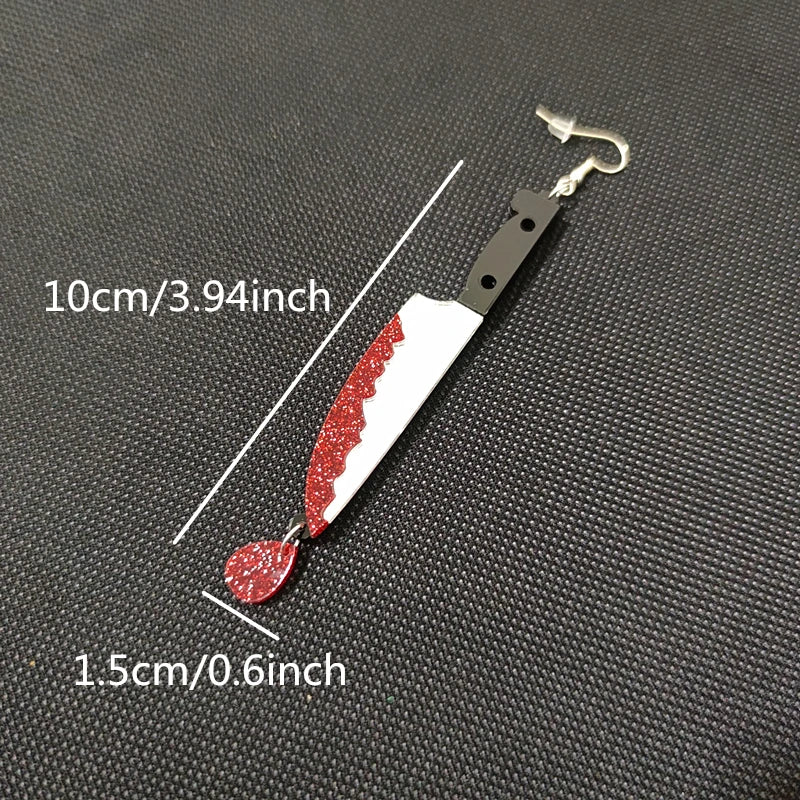 Blooded Knife Dangle Stud Earrings