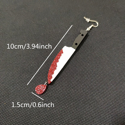 Blooded Knife Dangle Stud Earrings
