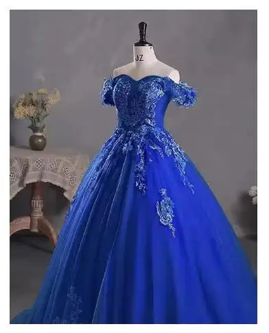 Sweetheart Off-The-Shoulder Tulle Floor-Length Quinceanera Dress