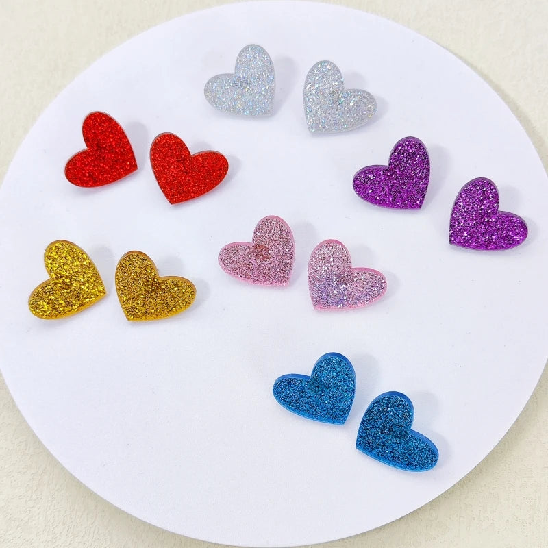 Glittery Heart Stud Earring