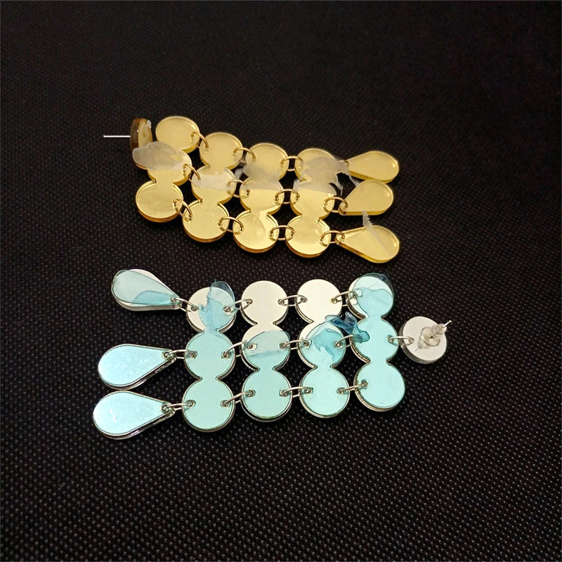 Dots Big Dangle Stud Earrings