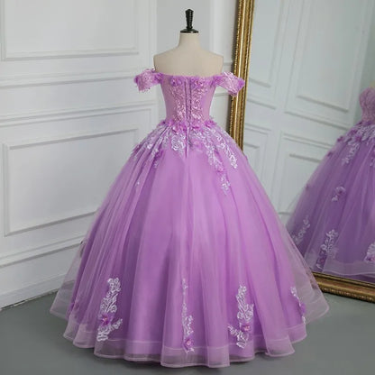 Sweetheart Off-The-Shoulder Tulle Floor-Length Quinceanera Dress