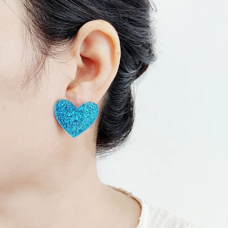 Glittery Heart Stud Earring