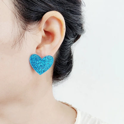 Glittery Heart Stud Earring