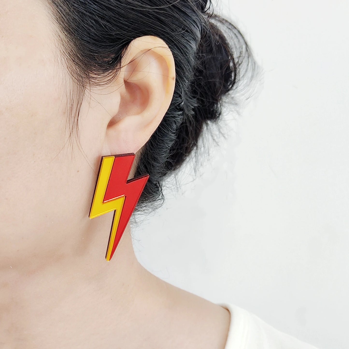 Bicolor Thunder Dangle Stud Earrings