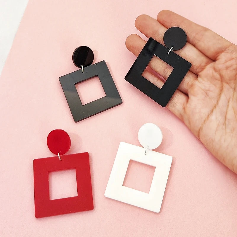 Square Dangle Stud Earrings