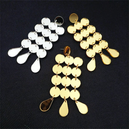 Dots Big Dangle Stud Earrings