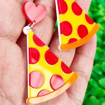 Pizza-Slice Dangle Stud Earrings