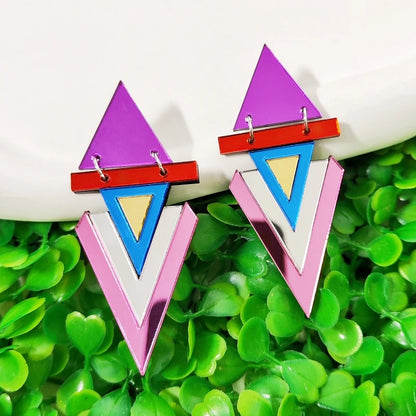 Triangle Reflective Dangle Stud Earrings