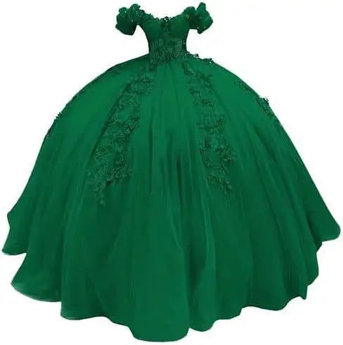 Fluffy Skirt Off-The-Shoulder Silky Ball Gown Quinceanera Dress