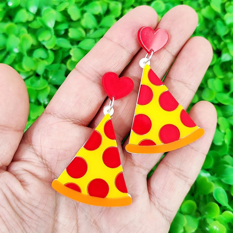 Pizza-Slice Dangle Stud Earrings