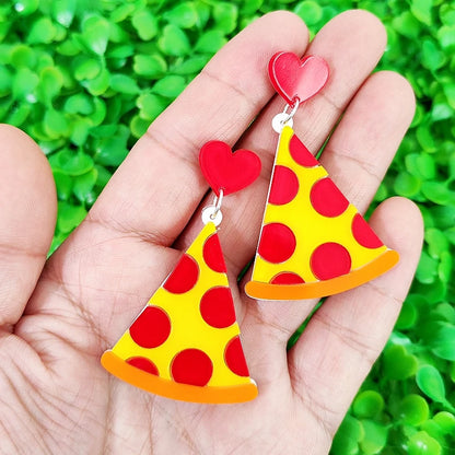 Pizza-Slice Dangle Stud Earrings