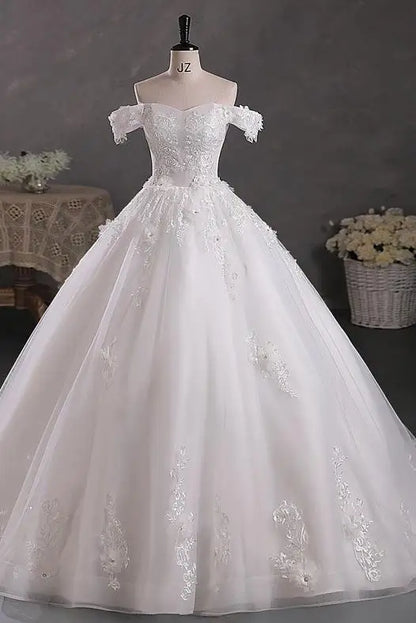 Sweetheart Off-The-Shoulder Tulle Floor-Length Quinceanera Dress