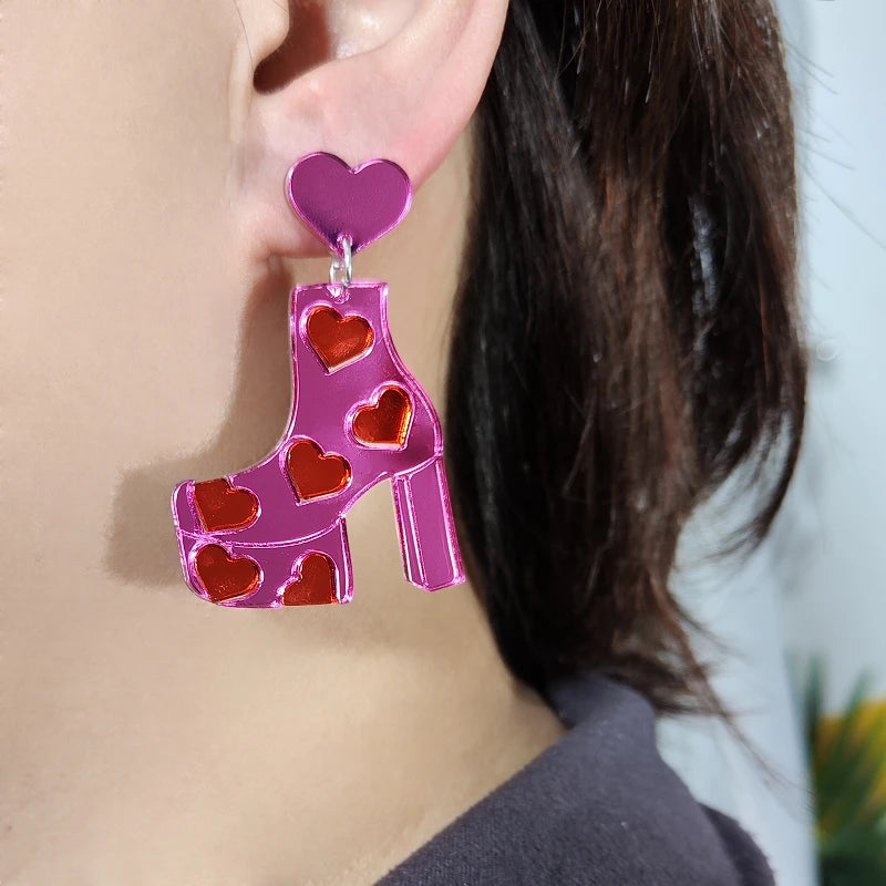 High-heel Boots Dangle Stud Earrings