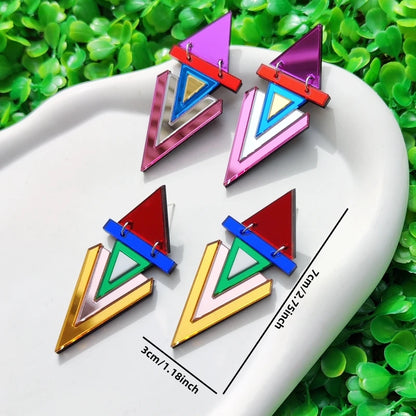 Triangle Reflective Dangle Stud Earrings