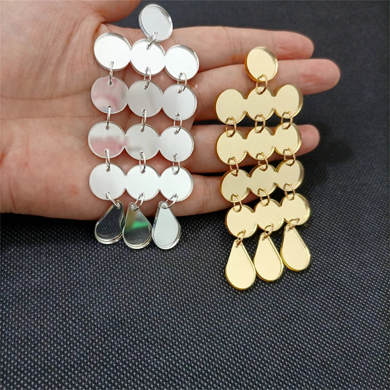 Dots Big Dangle Stud Earrings