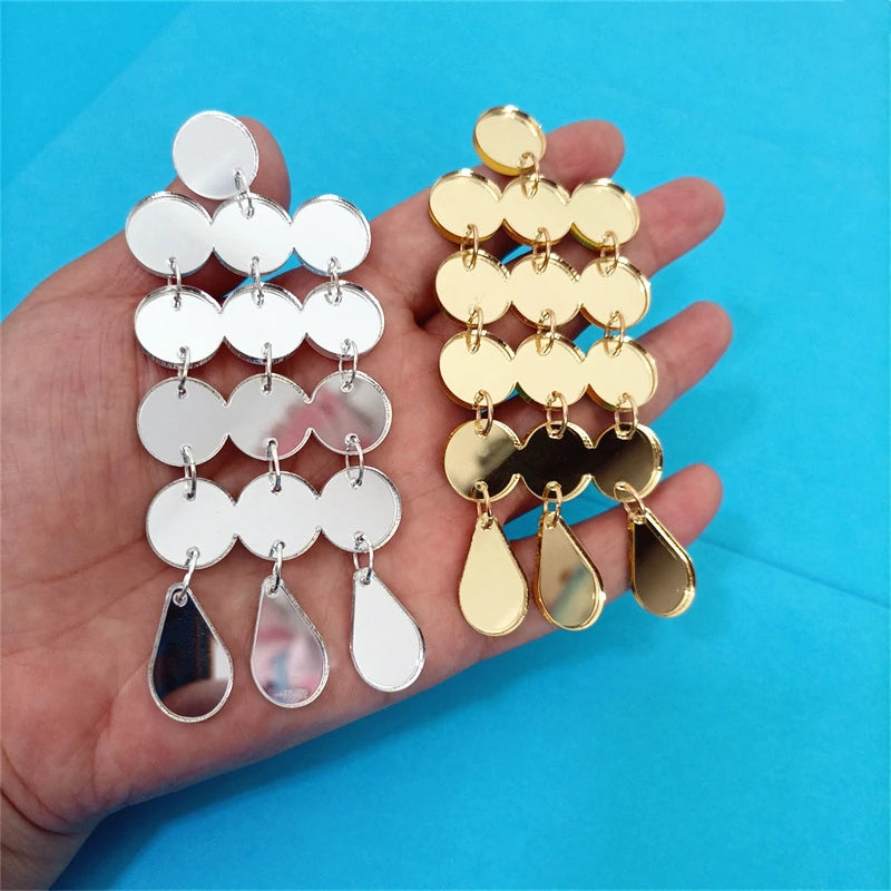 Dots Big Dangle Stud Earrings