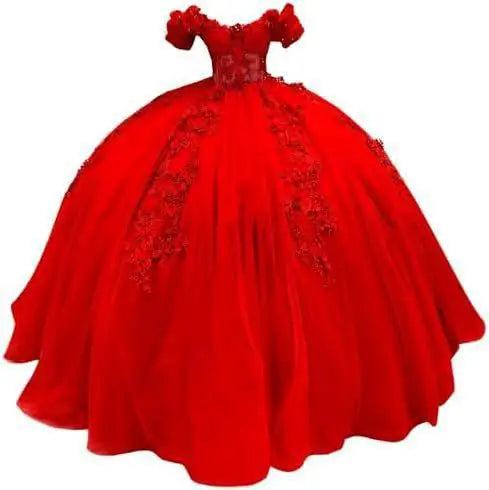 Fluffy Skirt Off-The-Shoulder Silky Ball Gown Quinceanera Dress