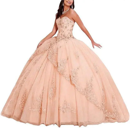 Princess Style Fluffy Skirt Sleeveless Sweetheart Ball Gown Quinceanera Dress