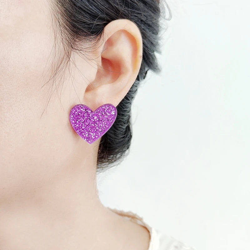 Glittery Heart Stud Earring
