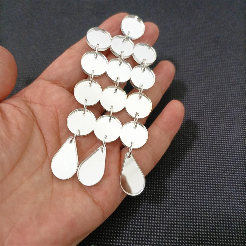 Dots Big Dangle Stud Earrings