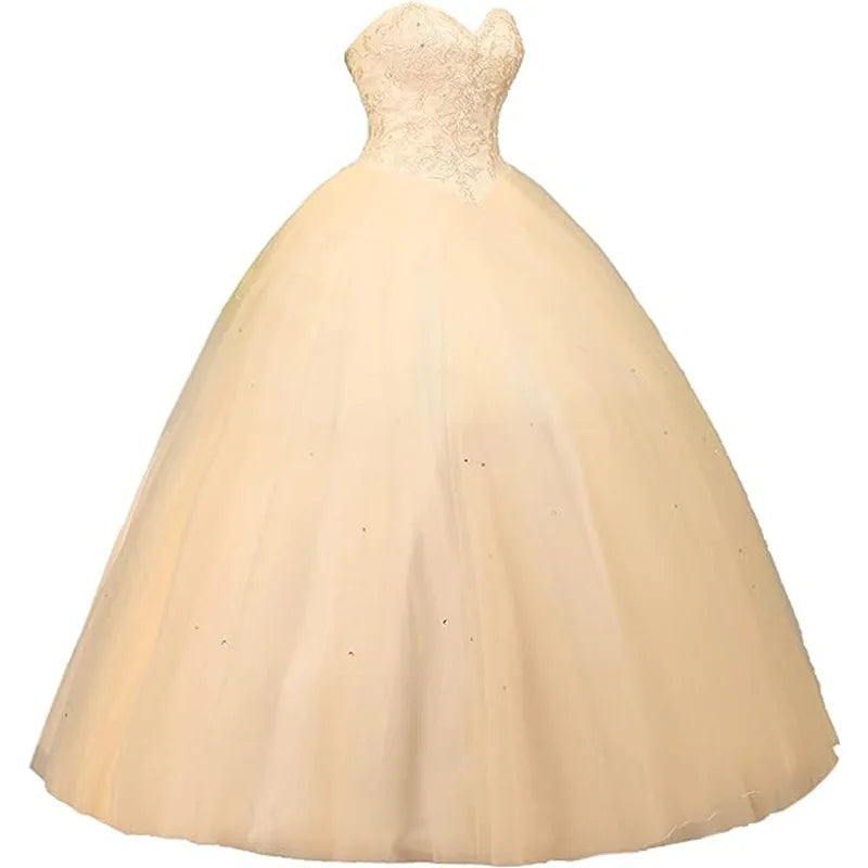 Sleeveless Long Fluffy Skirt Sequined Quinceanera Dress