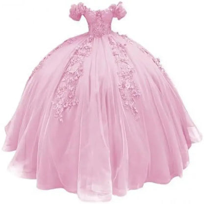 Fluffy Skirt Off-The-Shoulder Silky Ball Gown Quinceanera Dress