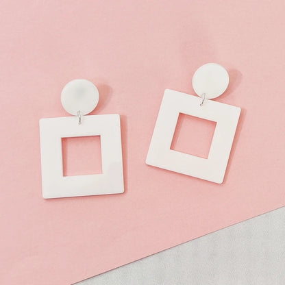 Square Dangle Stud Earrings