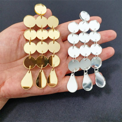 Dots Big Dangle Stud Earrings