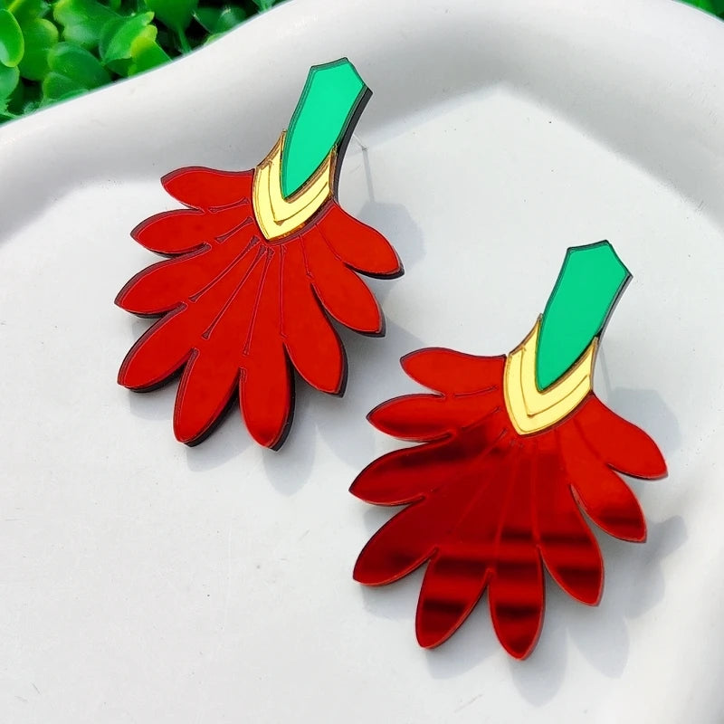 Floral Dangle Stud Earrings