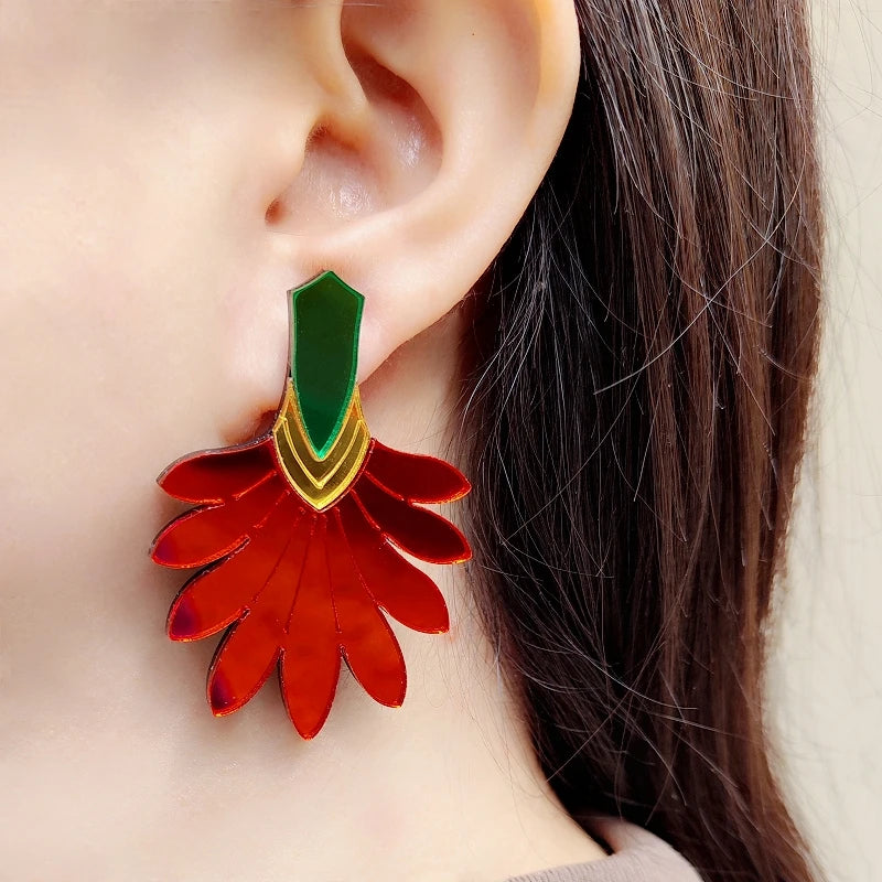 Floral Dangle Stud Earrings